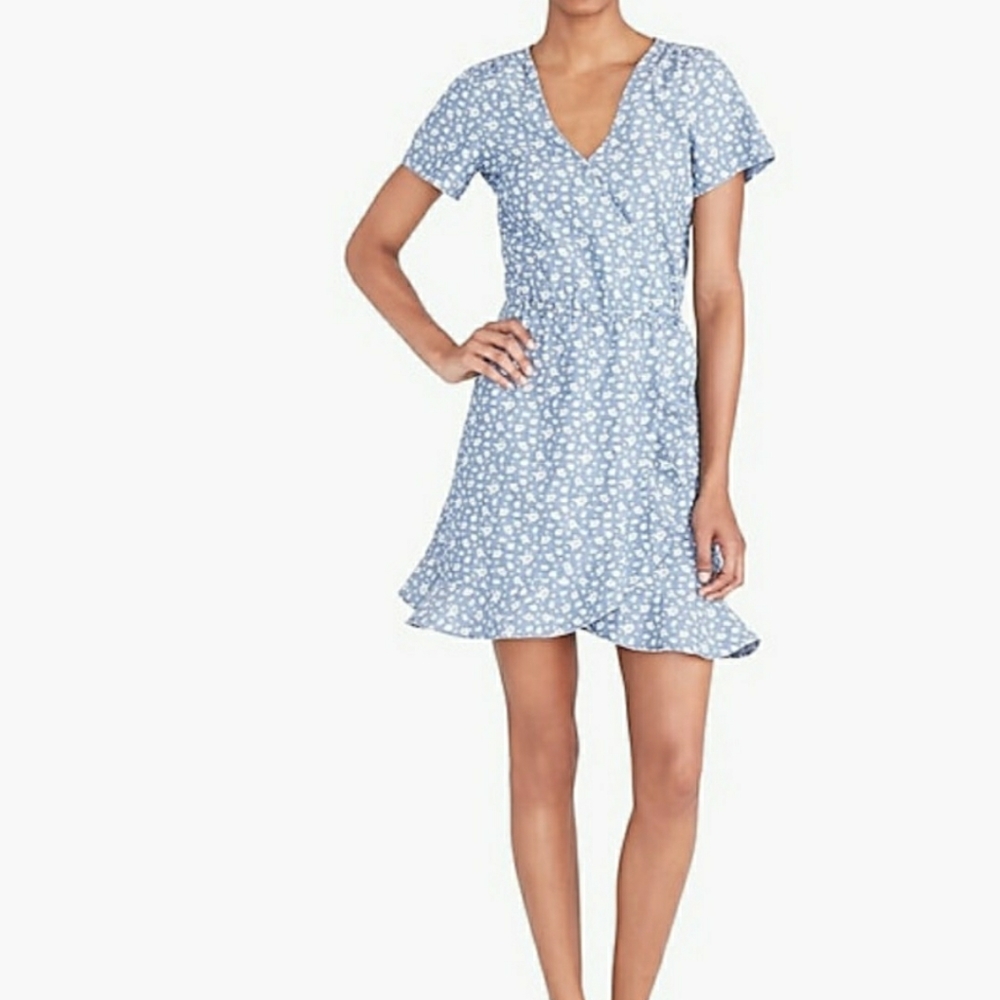 NWT J. Crew Printed Chambray Faux Wrap Dress